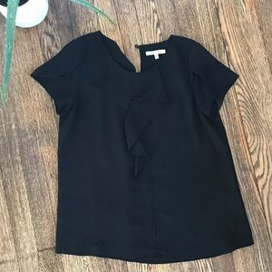 NAKED ZEBRA Sz M Black Ruffle Shirt